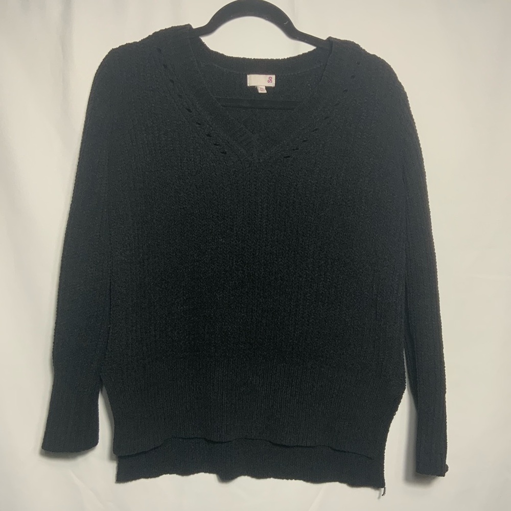 SO Black V-Neck Women's Sweater